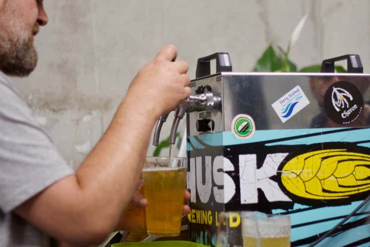 Chris pouring a pint